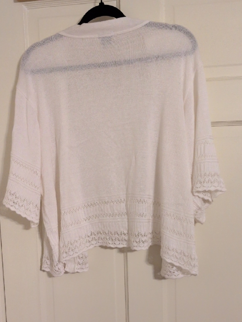 George White Open-Front Crochet-Hem Women's Cardigan - Picture 3 of 3